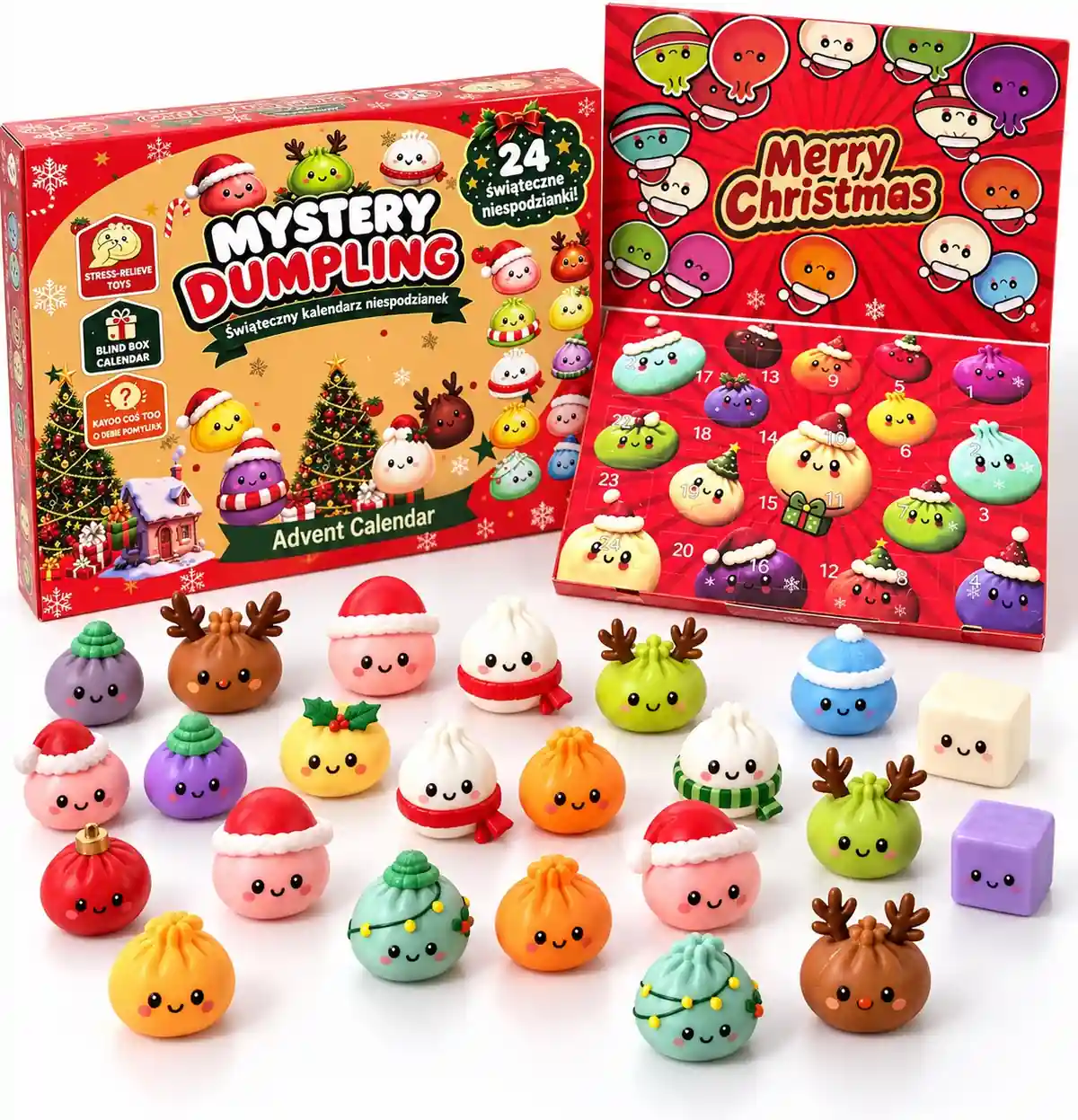 Calendrier de l'Avent Squishy Dumpling Christmas, calendrier de l'Avent de Noël 24 surprises